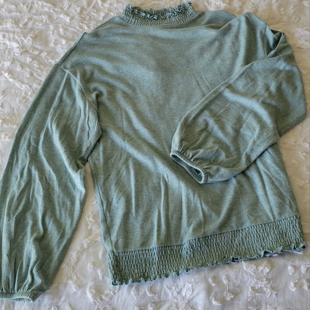 Sage long sleeve mock turtle neck top